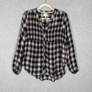 Knox‎ Rose Shirt Small Smocked Button babydoll Boho Western Cottage Farmhouse